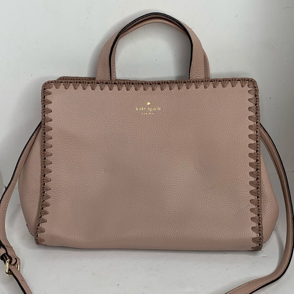 Kate Spade Knott pink/mauve pebbled leather whip-stitch satchel shoulder bag